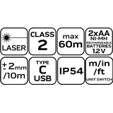 Dalmierz laserowy, zasięg 60 m, IP54