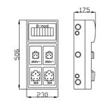 RS 8-mod. 2x2P+Z, 2x3P+N+Z 32 A  IP 44 szara
