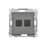 Simon 55 Gniazdo komputerowe podwójne RJ45 kategoria 6 z przesłoną przeciwkurzową Grafitowy mat