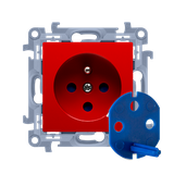 Simon 10 Gniazdo DATA z kluczem uprawniającym 16A z. śrub. czerwone