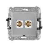 ICON Mechanizm gniazda antenowego podwójnego typu F (SAT) pozłacany, bez pola opisowego srebrny meta