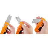 Nóż z ostrzem trapezowym ze skrobakiem