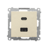Simon 55 Ładowarka USB C+A 30W 230V szampański mat TEC2CAQ.01/144 KONTAKT