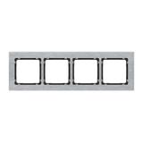 DECO Ramka uniwersalna poczwórna - aluminium szczotkowane (ramka: srebrna; spód: czarny) srebrny