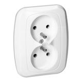 Gniazdo podwójne podtynkowe 2x2p+Z 16A, 250V, ATUT, biały