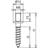 Wkręt do drewna 70 mm, nagwintowany M8x10 mm