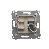 Simon 54 Gniazdo komputerowe pojedyncze RJ45 kategoria 6 z przesłoną przeciwkurzową złoty mat