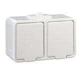 Cedar, gniazdo podwójne schuko, z przesłonami, IP44, biały, GWN240PC01 Schneider