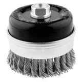 Szczotka druciana doczołowa wzmacniana, 65 mm x M14, INOX