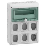 Rozdzielnica natynkowa 1x12 Mureva (dawna Kaedra) IP65 gMRV-1-12+1-NT-T/6 6 otworów 90x100mm 13181 Schneider