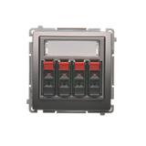 Simon Basic Gniazdo głośnikowe 4-krotne z polem opisowym . Do podłączenia 4 kolumn głośnikowych. Mocowanie gniazda na łapki i wkręty stal inox BMGL34.01/21 KONTAKT