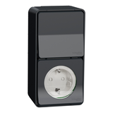 Mureva, łącznik schodowy + gniazdo schuko, antracyt