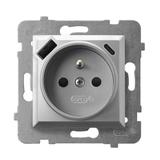 Gniazdo pojedyncze z uziemieniem z ładowarką A+C ARIA SREBRO