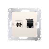 Simon 54 Gniazdo antenowe typu +RJ45 kat.6 kremowy