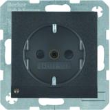 BERKER B.X Gniazdo SCHUKO z uziemieniem z podświetleniem orientacyjnym LED antracyt mat 41091606 HAG
