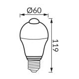 Lampa SMD LED z czujnikiem ruchu ERSTE LED PIR E27 7W NW