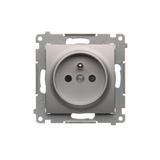 Simon 54 Gniazdo z/u i przesłonami 16A szybkozłączka srebrny mat