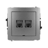 DECO Mechanizm gniazda komputerowego podwójnego 2xRJ45, kat. 7, ekranowany, 8-stykowy, bez pola opis