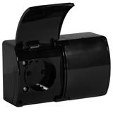 Gniazdo podwójne Schuko AQUATIC IP44 czarny 10 szt. OR-OE-7106(GS)/B/10 ORNO