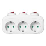 Rozgałęźnik 3x2P+Z z 3 włącznikami, Schuko ES-3(GS) ORNO