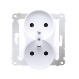 Simon 54 Gniazdo podwójne z/u z przesłonami 16A z. śrub. biały