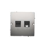 Simon Basic Gniazdo komputerowe RJ45 kat.5e + telefoniczne RJ11 . Montaż gniazda na wkręty do puszki satynowy BMF5T.02/29 KONTAKT