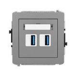 DECO Mechanizm gniazda podwójnego 2xUSB A-A 3.0 szary mat
