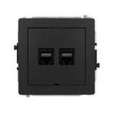 DECO Mechanizm gniazda komputerowego podwójnego 2xRJ45, kat. 6A, 8-stykowy, bez pola opisowego czarn