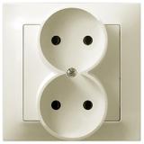 IMPRESJA Gniazdo podwójne kompletne z ramką - kolor ecru