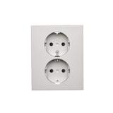 Simon 55 Gniazdo Schuko z przesłonami podwójne zaciski śrubowe Aluminium mat TGSZ2PZFAR/143 KONTAKT
