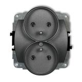 TREND Mechanizm gniazda podwójnego do ramki poziomej z uziemieniem 2x(2P+Z) (przesłony torów prądowy