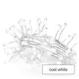 Dekoracje - 100LED small nano łezki, jeżyk, 2,4m 3xAA zimna biel, sreb przew, IP20, timer