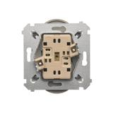 Simon 54 Nature Gniazdo wtyczkowe bez uziemienia z przesłonami podwójne do ramek NATURE 16A 250V zaciski śrubowe złoty mat DG2MZN.01/44 KONTAKT