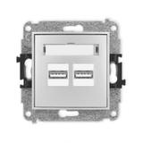 MINI Mechanizm ładowarki USB podwójnej 2xUSB A, 15,5W max., 5V, 3.1A srebrny metalik