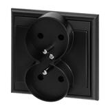 Gniazdo podwójne podtynkowe 2x2P+Z Luna, 16A, 250V, PT-6LR, czarny
