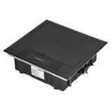 Puszka podłogowa na gniazda modułowe 6 x 45x45mm lub 12 x 22,5x45mm, pokrywa: stal nierdzewna, czarn