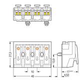 złączka zasilająca 4-biegunowa ze stopkami bez styku PE