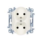 Simon 10 Gniazdo z/u podwójne z przesłonami 16A z. śrub. biały