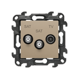 Simon 24 Gniazdo antenowe satelitarne podwójne SAT-SAT-R-TV szampański mat NASK2.01/34