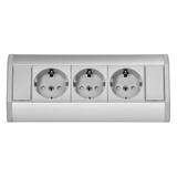 Gniazdo meblowe 3x2P+Z (Schuko), szaro-srebrne
