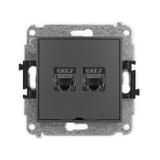 ICON Mechanizm gniazda komputerowego podwójnego 2xRJ45, kat. 7, ekranowany, 8-stykowy, bez pola opis