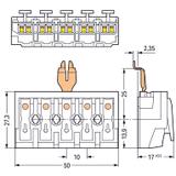 złączka zasilająca 5-biegunowa bez stopek ze stykiem PE
