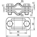 Zacisk probierczy z przekładką, drut 8-10/8-10 mm, stal nierdzewna NIRO