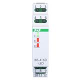 Przekaźnik bistabilny 2 kanałowy on/off Un=230V,I=2x10A InRush(120A/20ms) styki 2xNO,1S DIN BIS-416D-LED F&F