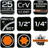 Klucze nasadowe 1/4", 1/2", zestaw 110 szt., CrV