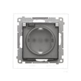 Simon 55 Gniazdo Schuko do wersji IP44 z przesłonami z uszczelką ramki szybkozłączka Klapka transparentna Aluminium mat TGSZ1BCZ.01/143A KONTAKT