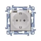 Simon 10 Gniazdo Schuko IP44 z uszczelką z przesłonami klapka transparetna 16A krem