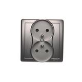 Simon Basic Gniazdo wtyczkowe z uziemieniem podwójne monoblok 16A 250V zaciski śrubowe stal inox *Kompletne - nie do ramek BMGZ2/21 KONTAKT