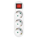 Rozgałęźnik 3x2P+Z z włącznikiem, Schuko, wtyczka górna, biały OR-AE-13254(GS) ORNO