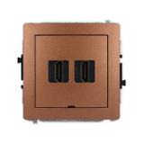 DECO Mechanizm gniazda podwójnego HDMI 2.0, bez pola opisowego brązowy metalik